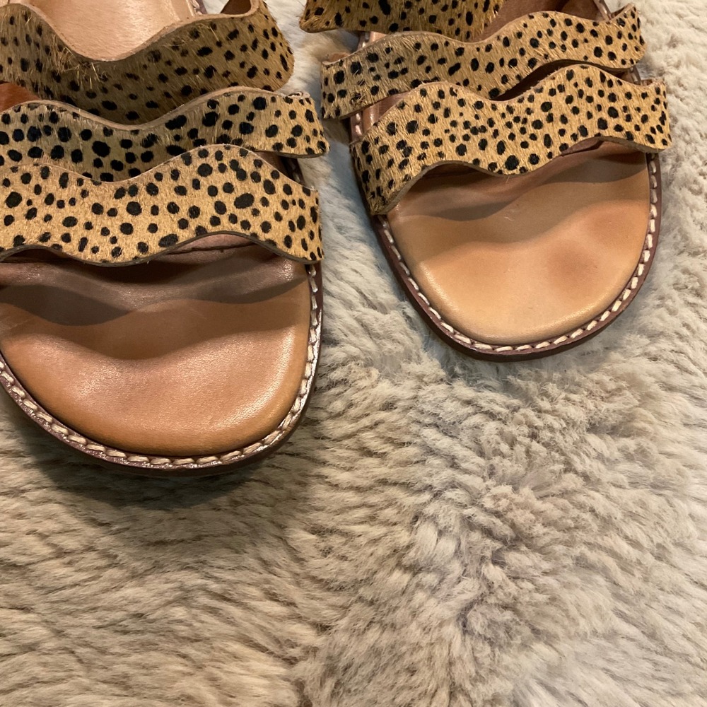 Madewell The Wave Sandals Size 7.5 Spotted Calf Hair Leather Flats Slide Leopard - Picture 4 of 11